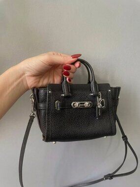 Coach Swagger Mini Crossbody Bag Handbag Pebble Leather Black 54625 New